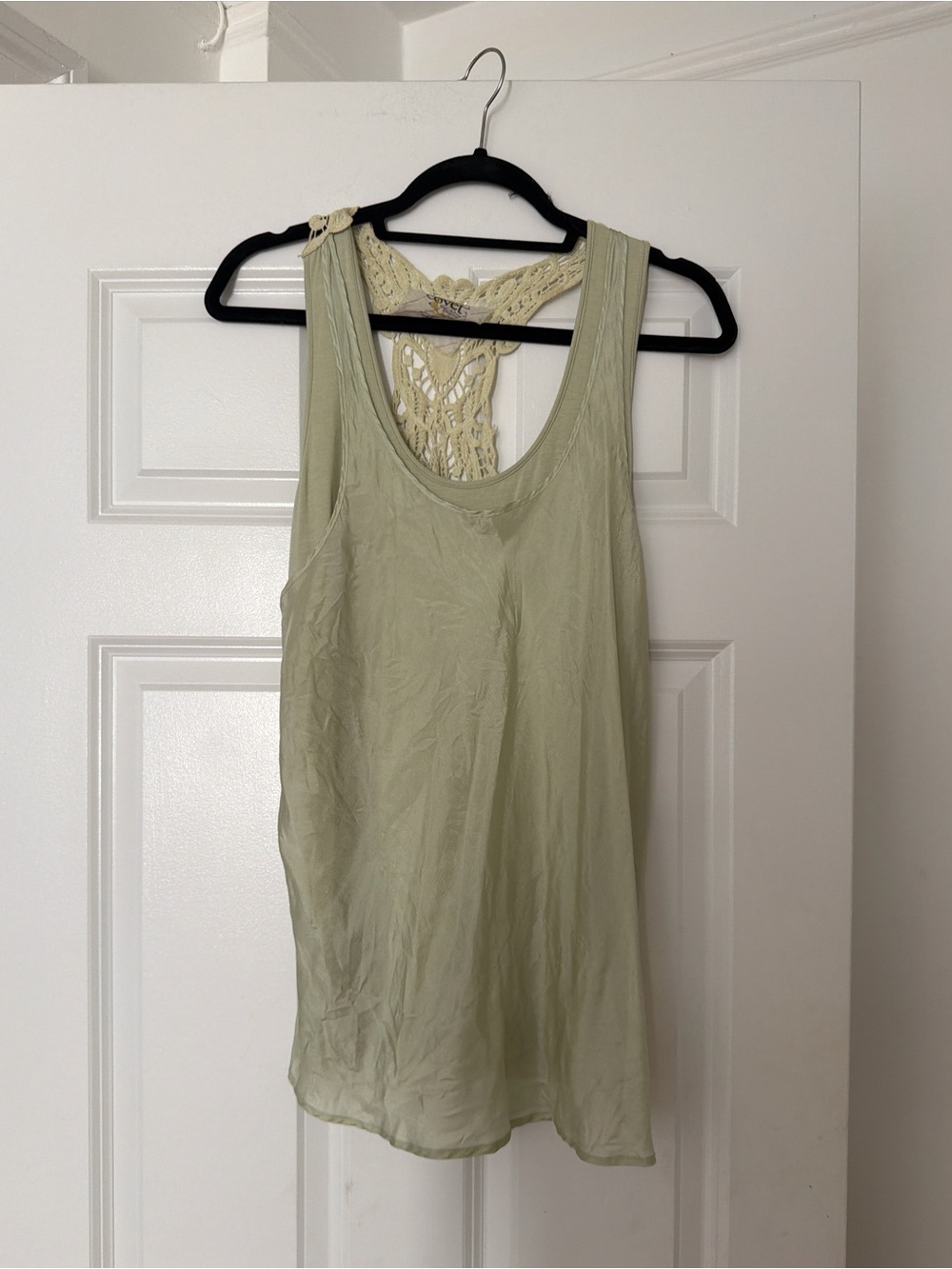 Light Sage Crochet-Back Tank Top for Women